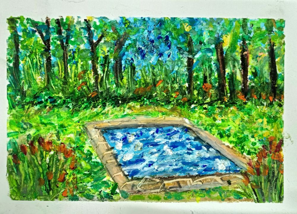 An azure pool in the woods