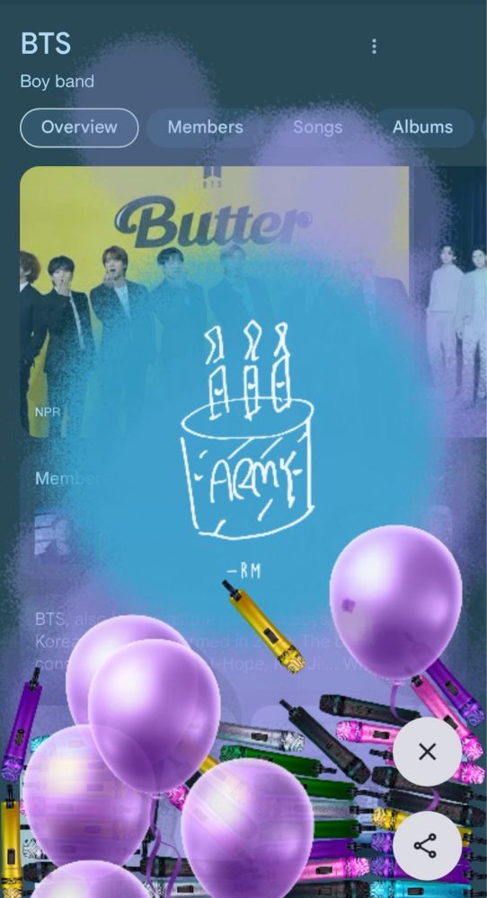 Namjoon doodle birthday cake with ARMY writing