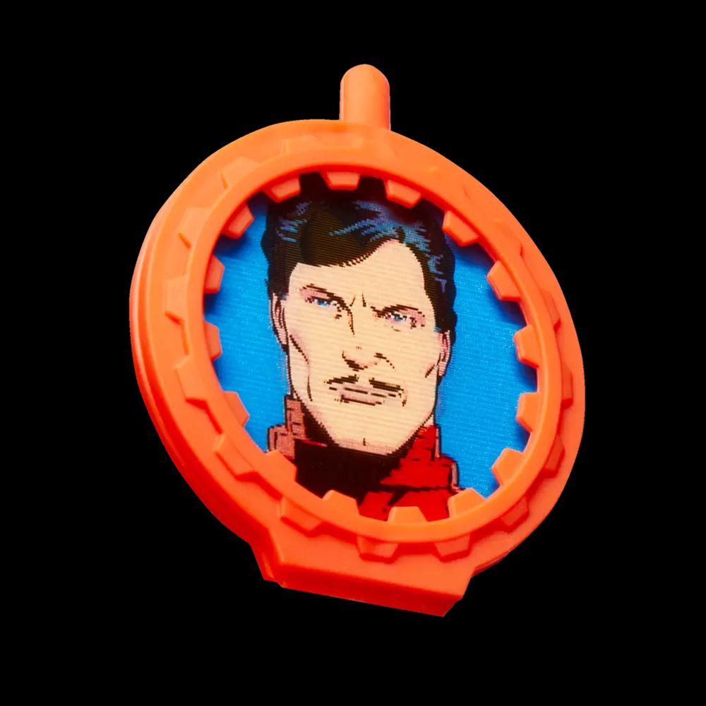 Iron Man's Secret Wars shied, featuring Tony Stark's face, which is *wrong*.