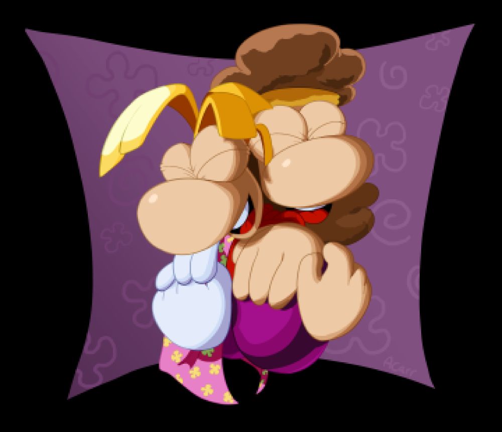 Fanart of Rayman and The Musician hugging