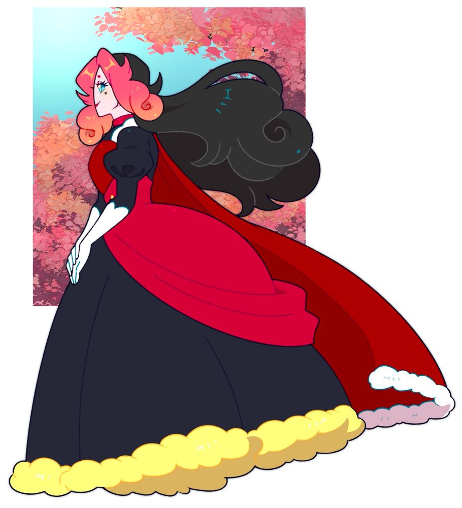 Small art of my OC, Queen Genevieve—Ruler of Hearts taking a stroll.
