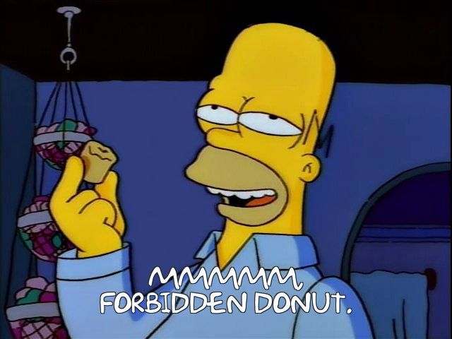 Homer earring the forbidden donut anyway