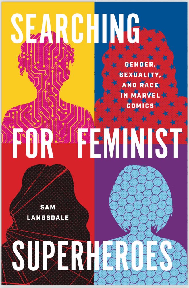 A multicolored book cover with four women’s silhouettes and bold text