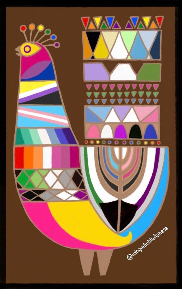 A concept art of a peacock representing queer communities colors
