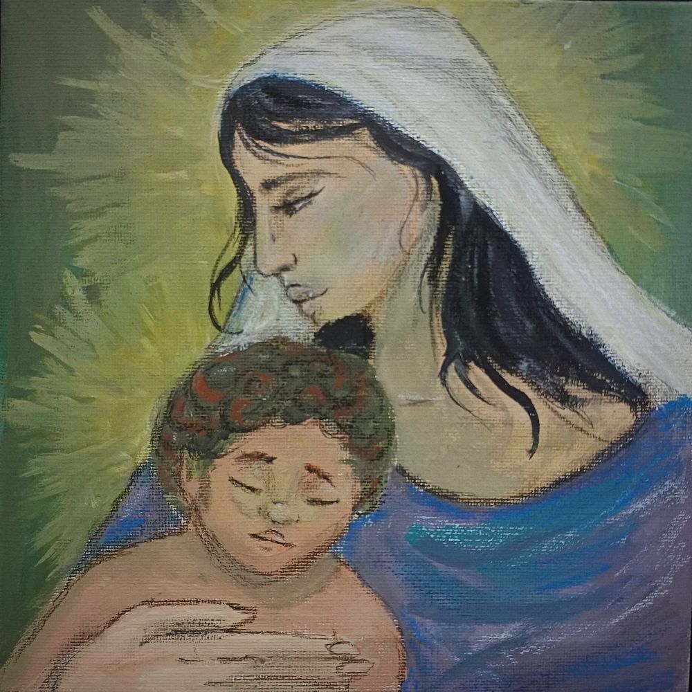 Uma mãe segurando seu bebê