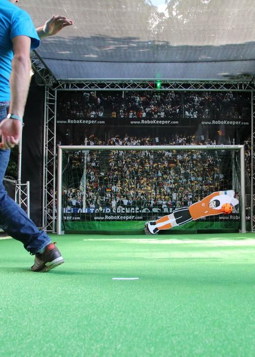 Robot goalkeeper making a save