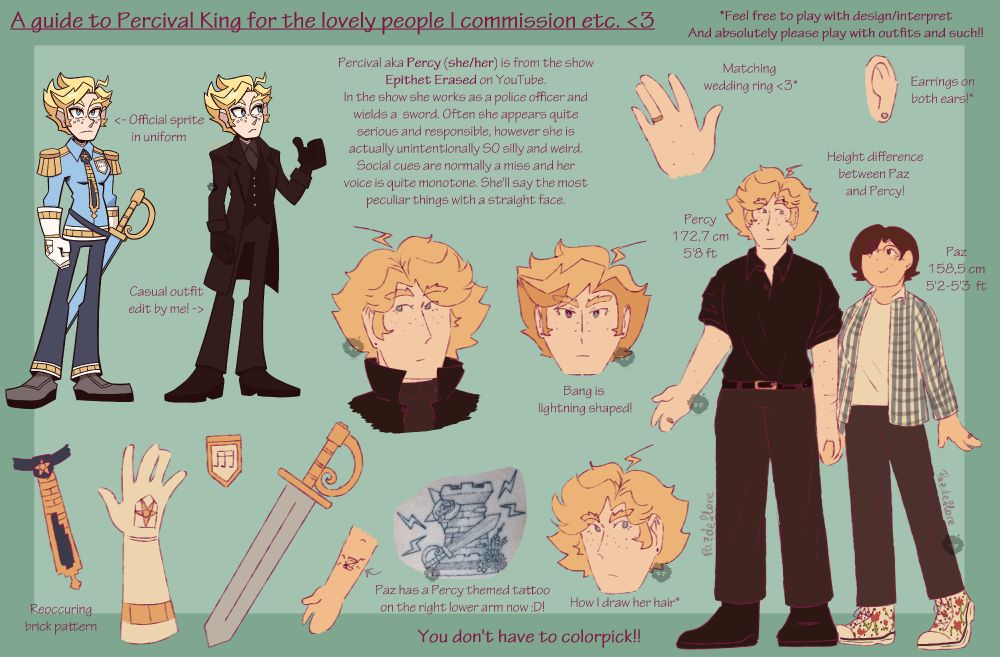 A little visual guide of Percival King from Epithet Erased.