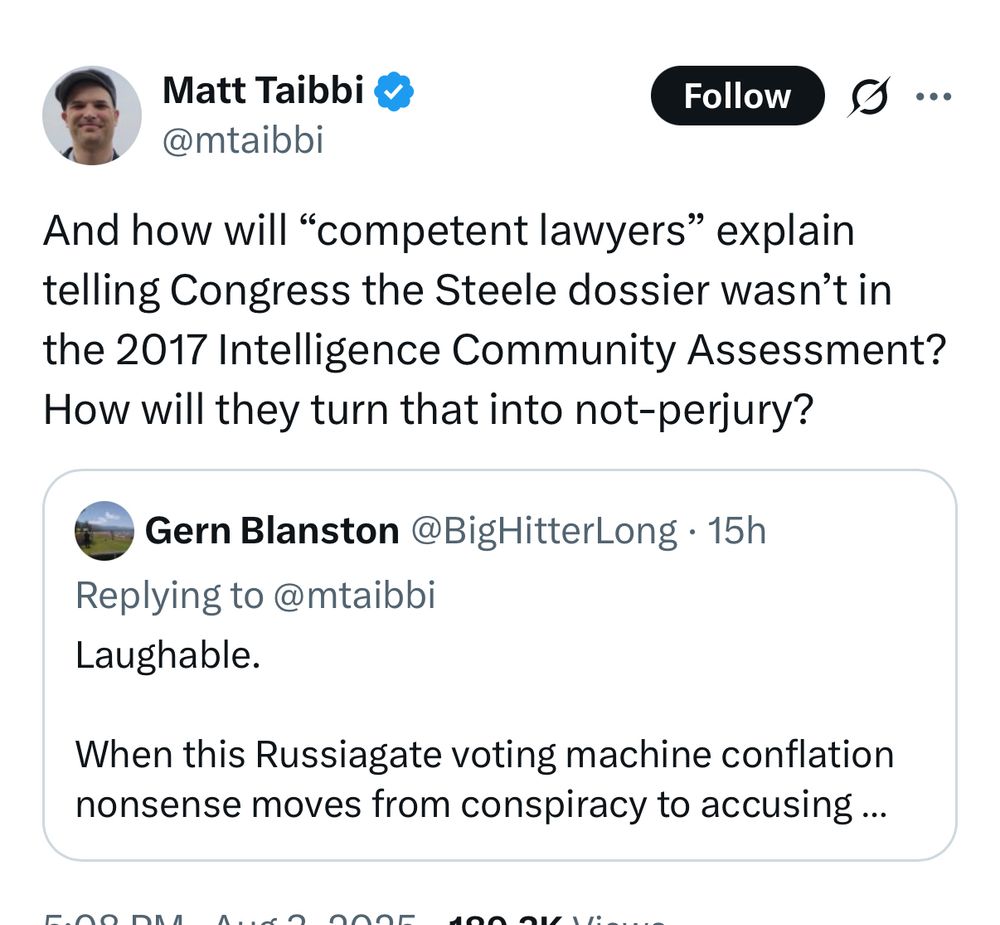 And how will "competent lawyers" explain telling Congress the Steele dossier wasn't in the 2017 Intelligence Community Assessment?
How will they turn that into not-perjury?