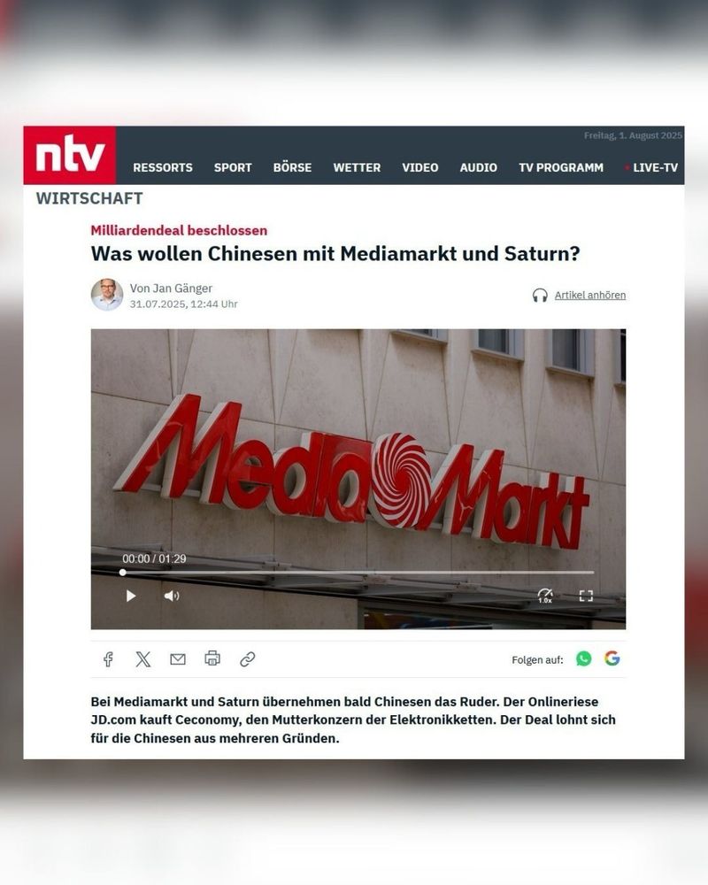 ntv: Was wollen Chinesen mit Mediamarkt und Saturn?