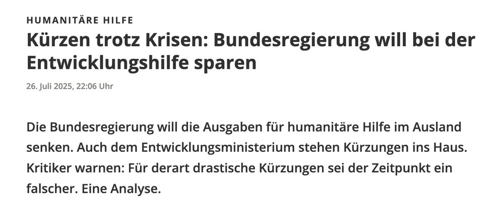 Kürzen statt Krisen: Bundesregierung will bei der Entwicklungshilfe sparen