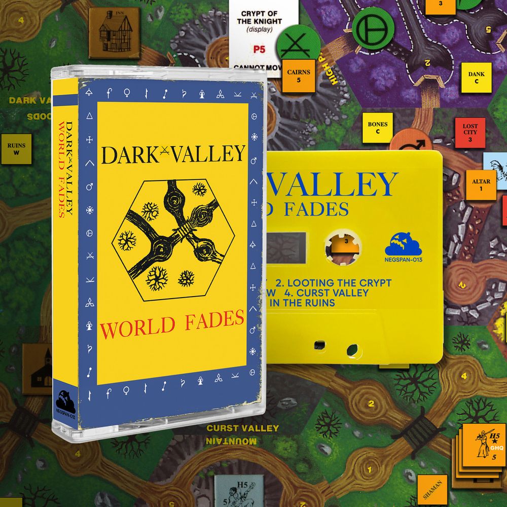 Cassette mockup of 'WORLD FADES' by DARK VALLEY