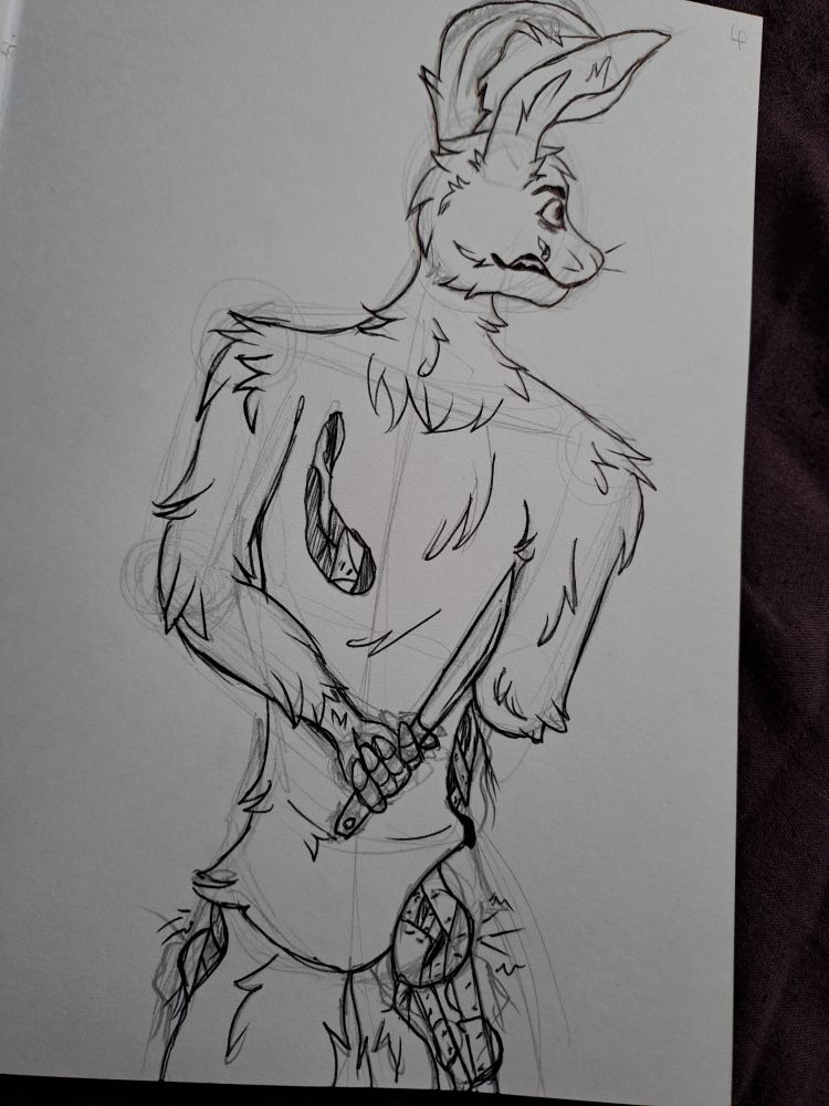 Decaying William afton, spring bonny animatronic holding a knife behind his back