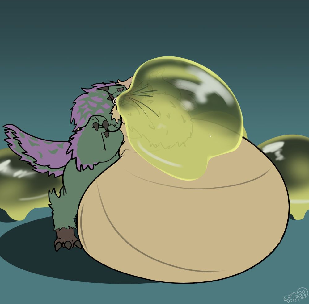 Seikret being slime inflated. 