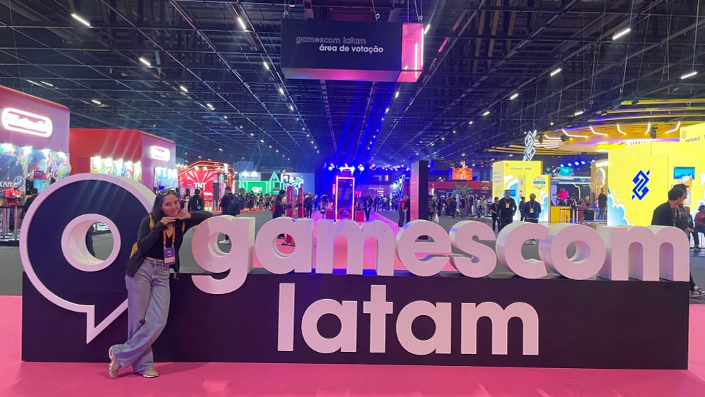 A picture of me posing next to the huge “gamescom latam” sign that took place in Brazil in April 2024.