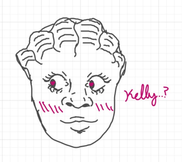 a doodle sketch of topa from the orville, an alien girl with a ridged head