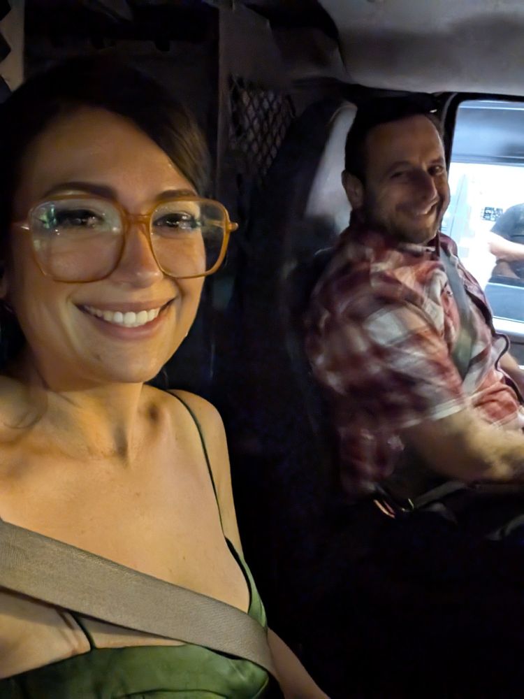 Waiting for our Del Taco order in Jeff's van. Just like old times 💓 I can't believe you're my fiance now! 