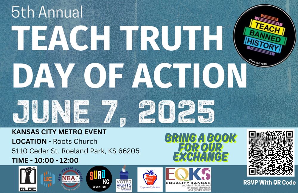 Teach truth day of action on June 7th from 10am to noon at Roots church 5110 Cedar Street.  Bring a banned book to exchange 