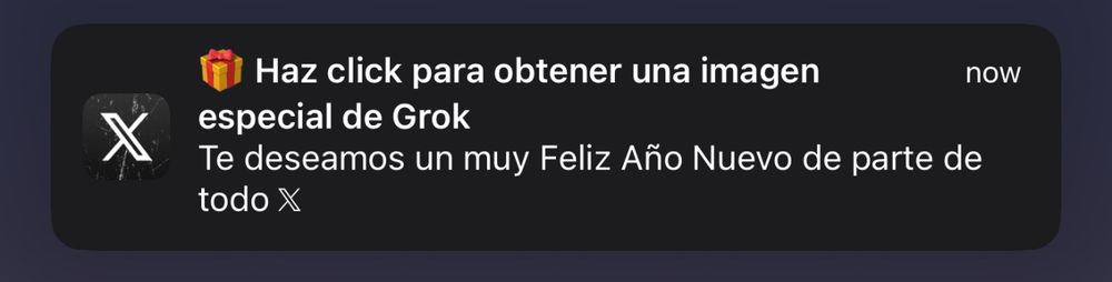Notificación de X (Twitter) ofreciéndome “una imagen especial de Grok”.