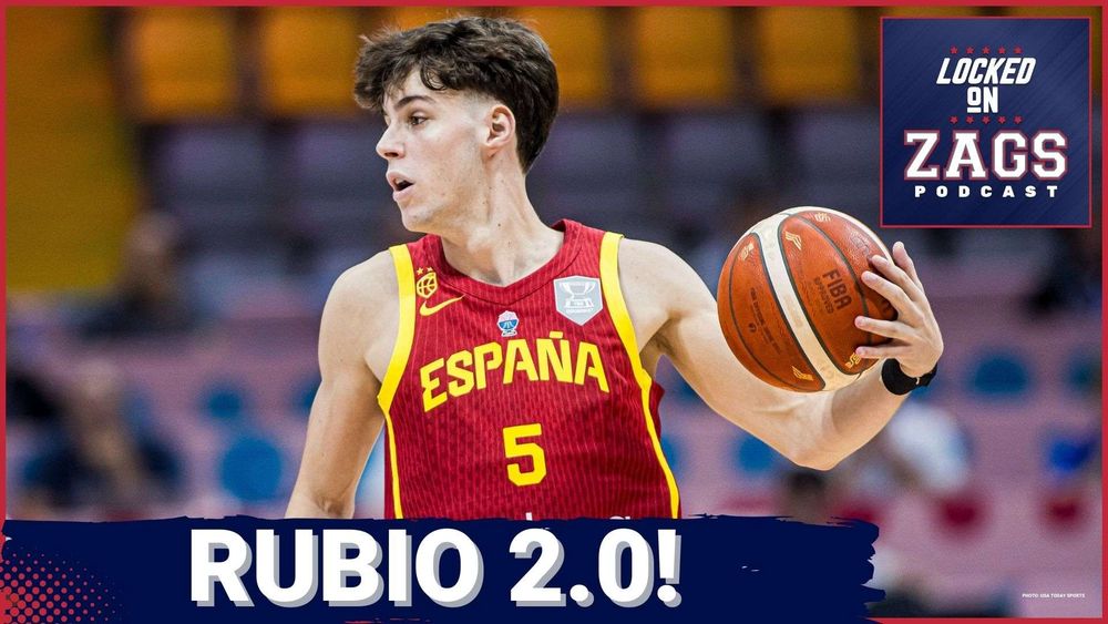 Locked On Zags YouTube thumbnail with photo of Mario Saint-Supery and headline 'RUBIO 2.0!'