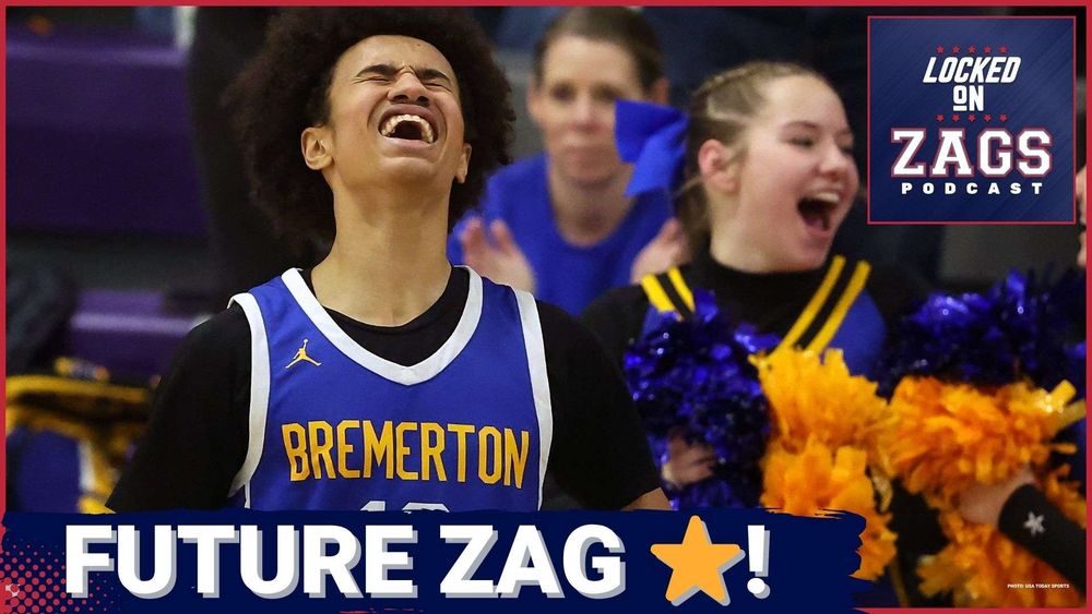 Locked On Zags YouTube thumbnail with photo of Bremerton guard Jalen Davis and headline 'FUTURE ZAG STAR!'