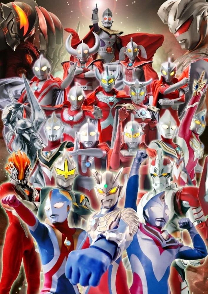 View of dozens of ultramen