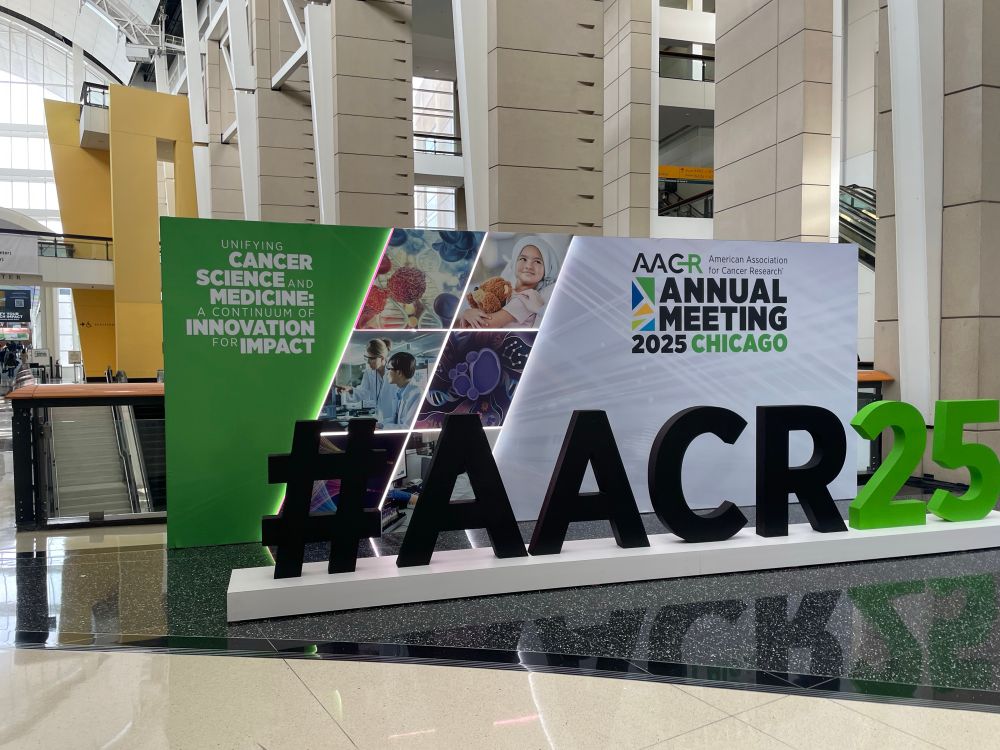 #AACR25 sign in Chicago for the annual American Association Of Cancer Reseaech conference 