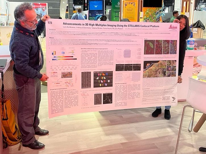 Betty Yuen-Torres and Luis Alvarez holding the AACR SpectraPlex poster