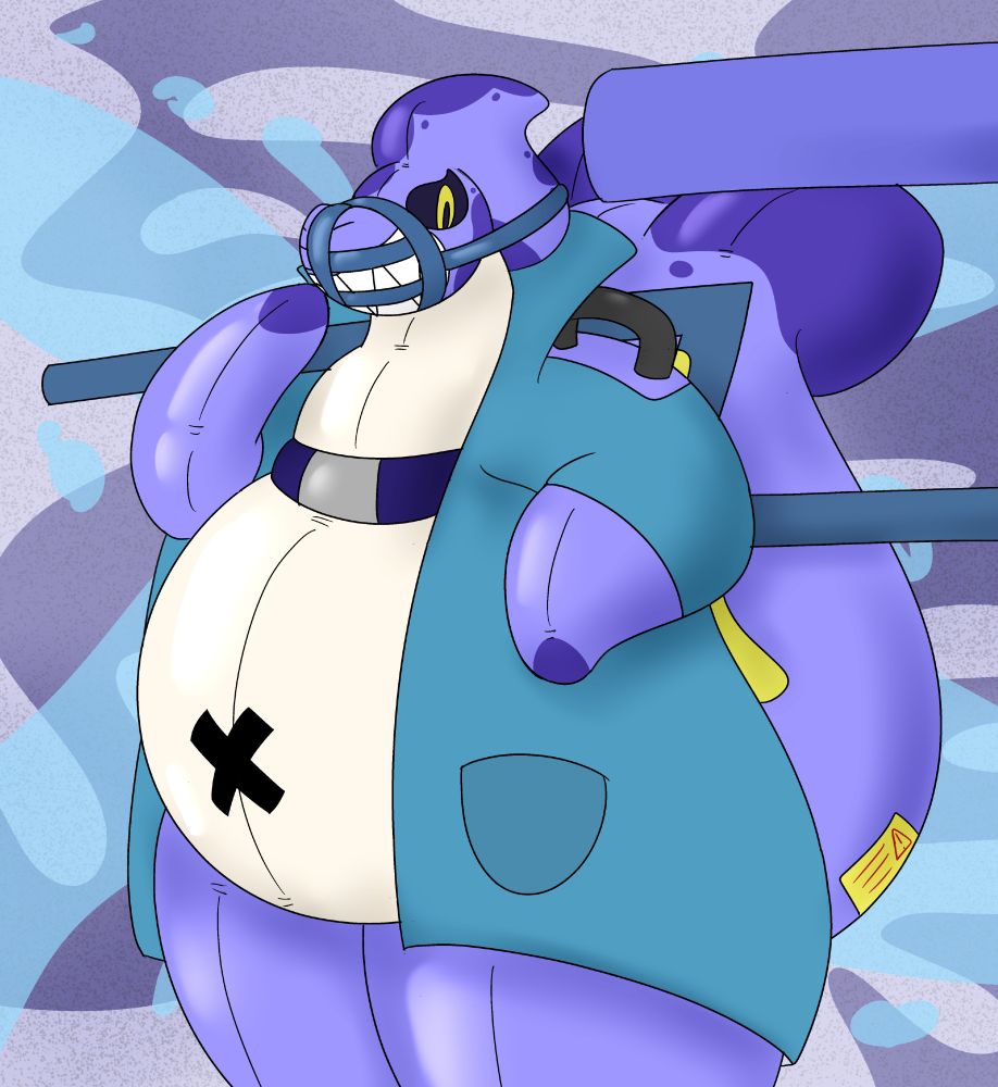 Sheepus's Reefslider oc Kyonozol standing with a ink roller