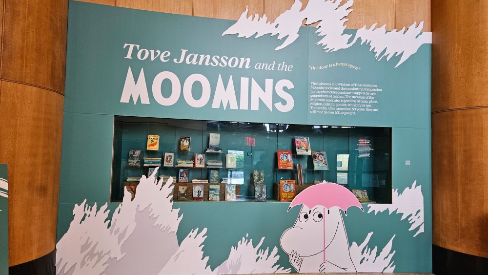 Moomins book display at Brooklyn Public Library's main branch.