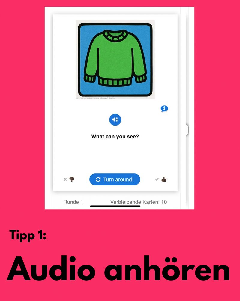 Beispiel H5P Dialogkarte mit Audiodatei als Tipp