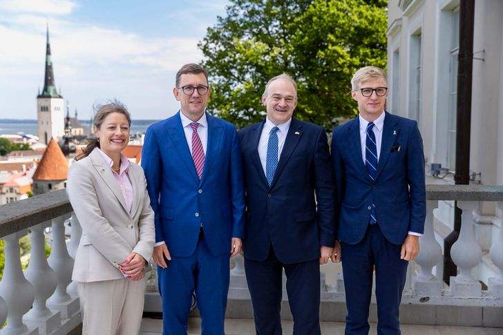 Ed Davey, Helen Maguire, Kristo Enn Vaga and Estonian Prime Minister Kristen Michal 