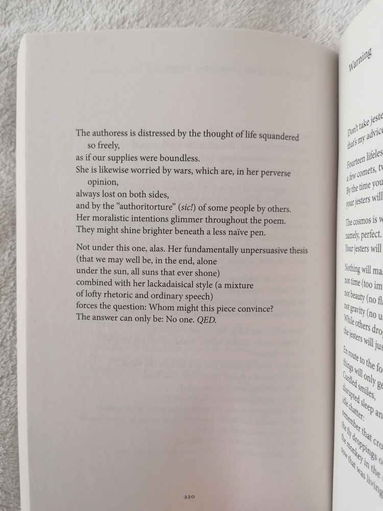 End of Wisława Szymborska's poem "Evaluation of an Unwritten Poem" 