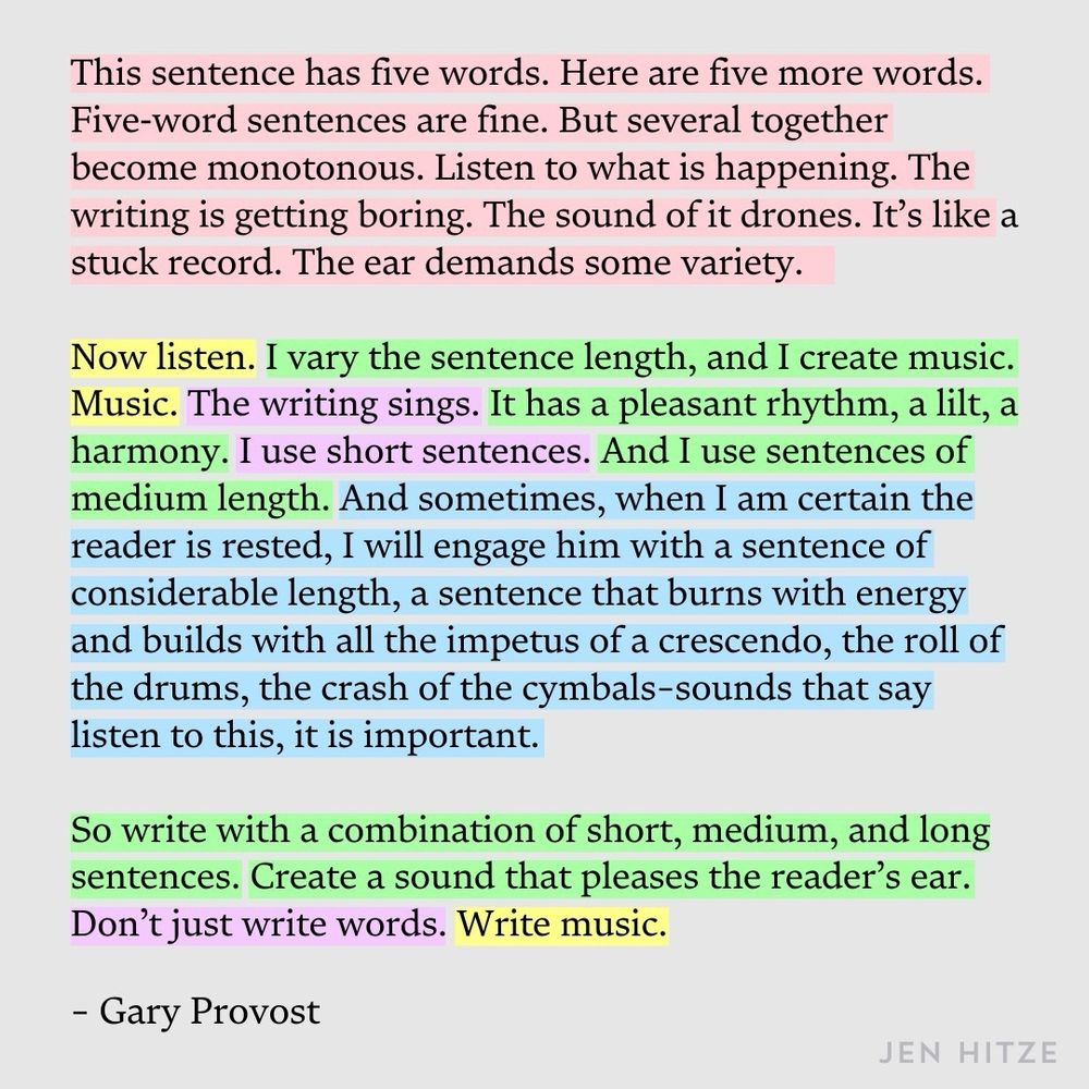 Write with various sentence lengths 