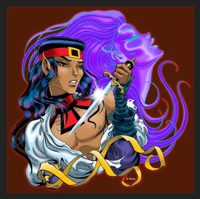 A panel from Elfquest showing Rayek. I had crushes on ALL dem elves.