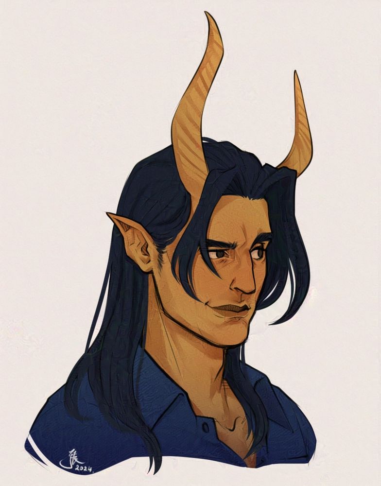 A digital portrait commission of @lanakoleauthor's OC -- Julian.