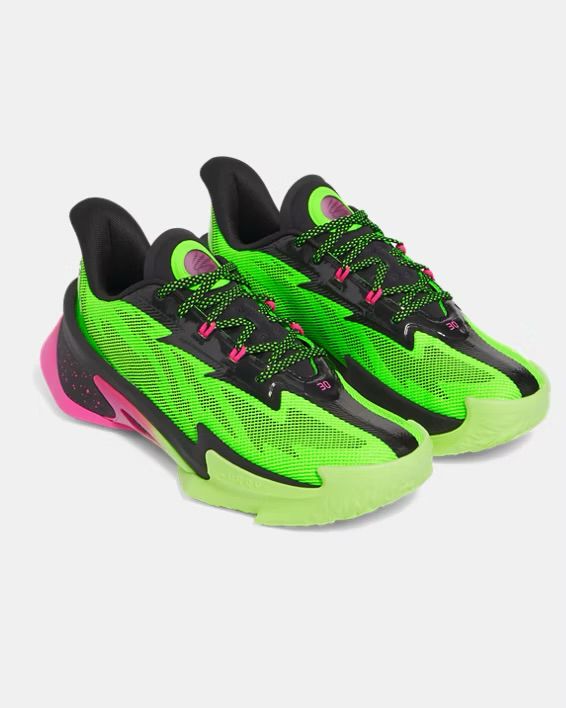 Lime green & pink, Curry Series 7, Under Armor sneakers.