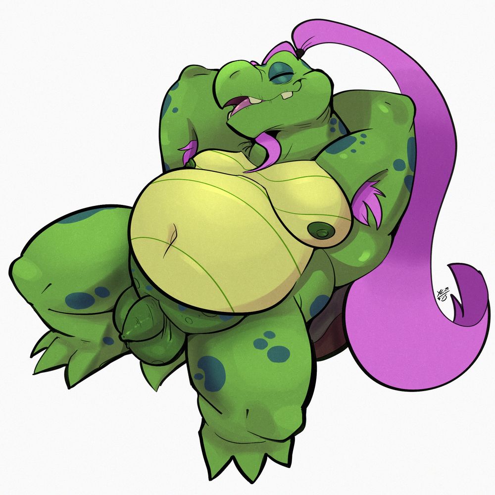Gerson Boom is lying on his back, relaxed with his legs spread, displaying his flaccid dick and balls.

Gerson Boom is from Deltarune Chapter 4.