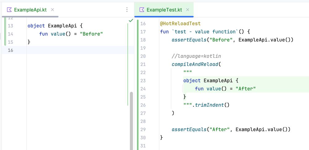 Screenshot of code & corresponding 'HotReloadTest'