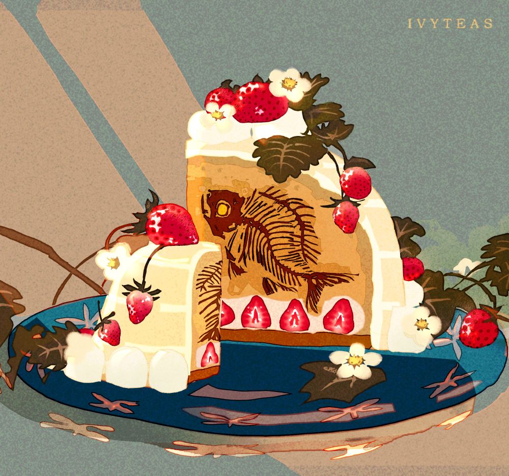 strawberry cake; priscacara fish fossil within