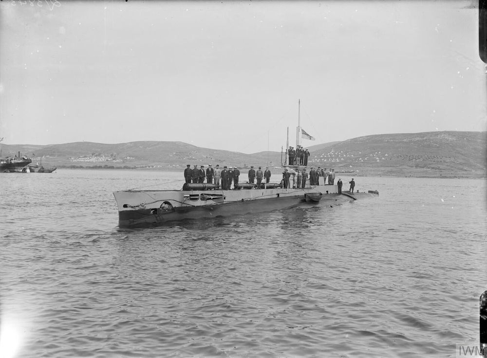 Royal Navy submarine HMS E14. Imperial War Museum image: Q 13843.