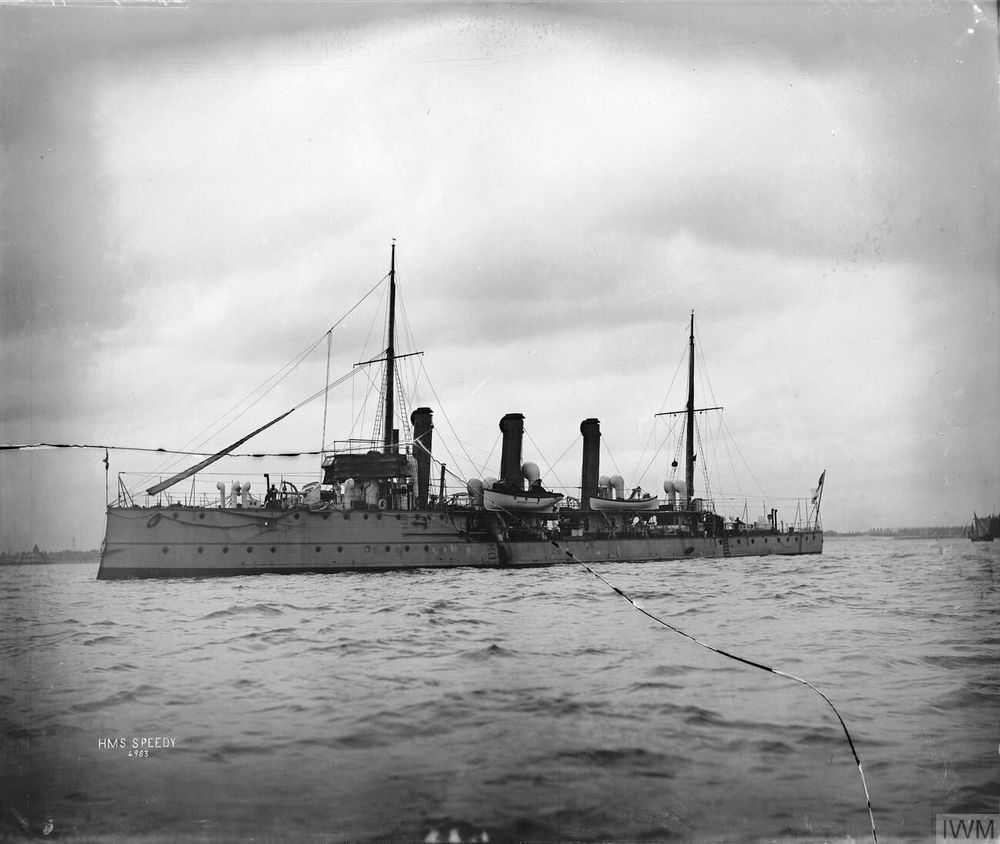 Royal Navy minesweeper HMS Speedy, originally built as a torpedo gunboat in 1893. Image: Imperial War Museum Q 40195.