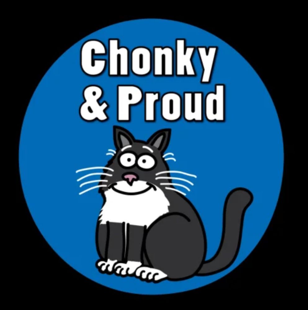 Picture of chubby cartoon cat that reads 