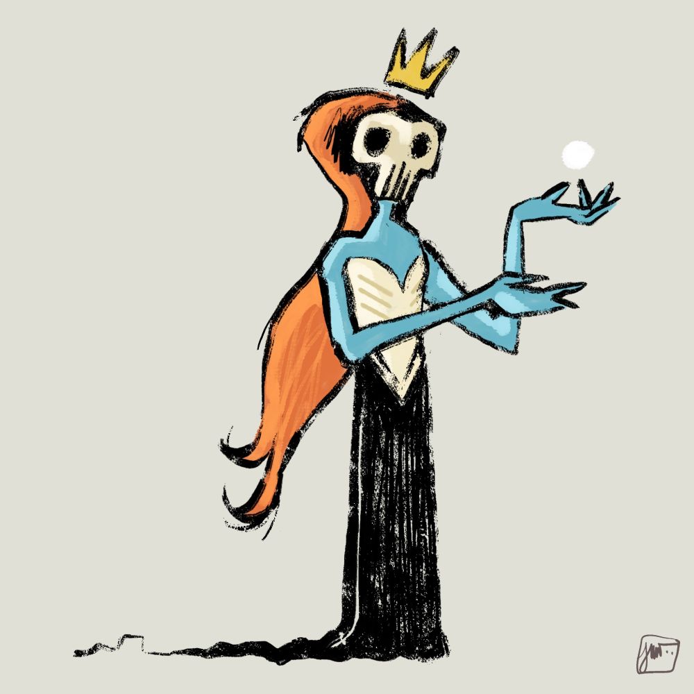 A skeletal princess conjures an orb