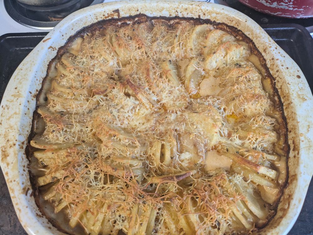 Hasselbeck Cheesy Potato Gratin, fresh out of the oven