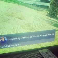 Incoming Discord call from Kamala Harris