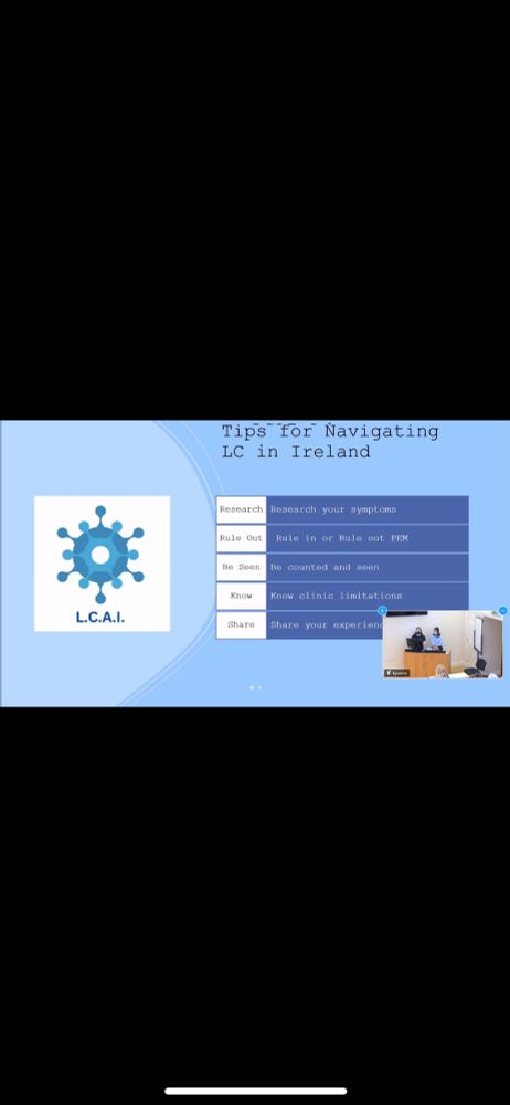 Tips for navigating Long Covid in Ireland presentation slide by LCAI