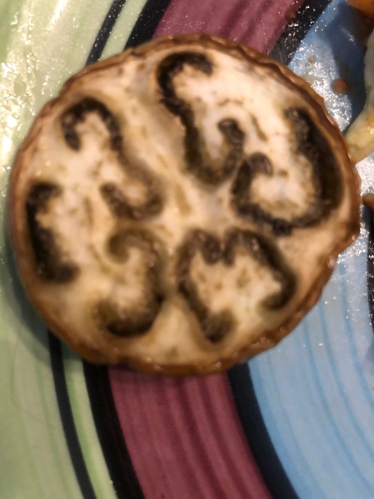 Roasted white eggplant ready to freeze