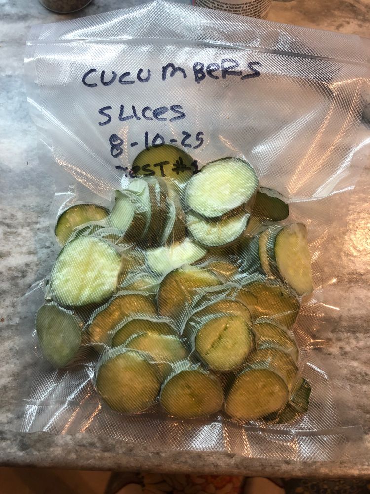 Sliced and frozen cucumbers