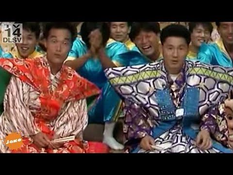 The hosts of Takeshi Castle, subject of the parody dub show Most Extreme Elimination Challenge.