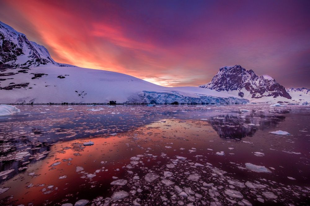 sunrise in the Lemaire Channel, Antarctica